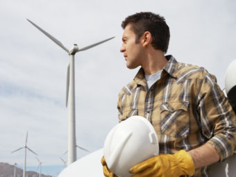 Energy worker at a wind farm